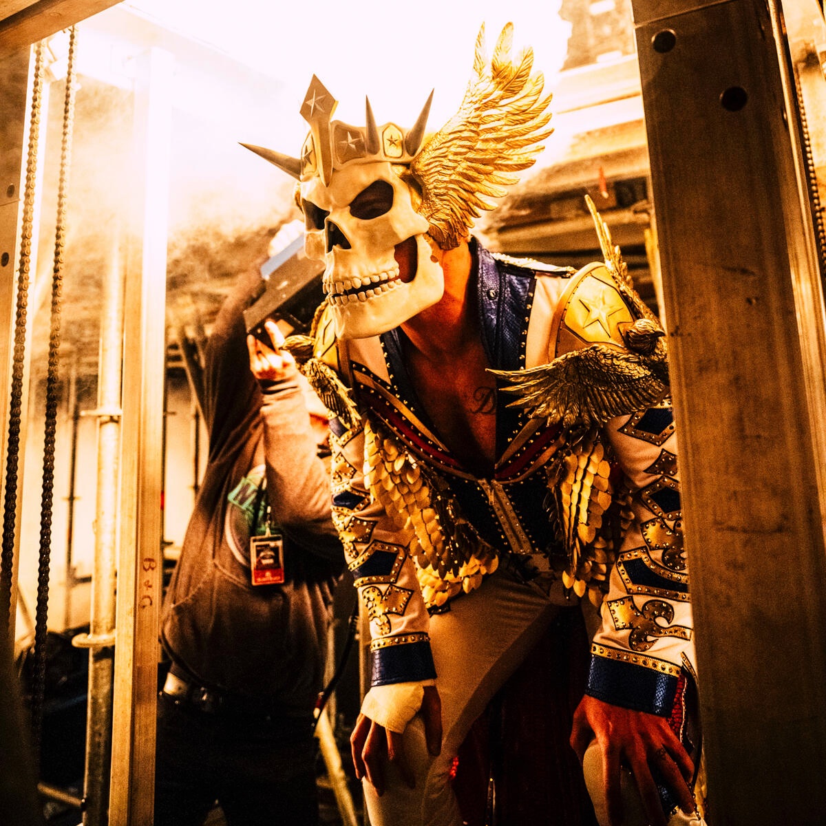 Cody Rhodes under the stage before his iconic Wrestlemania 40 entrance