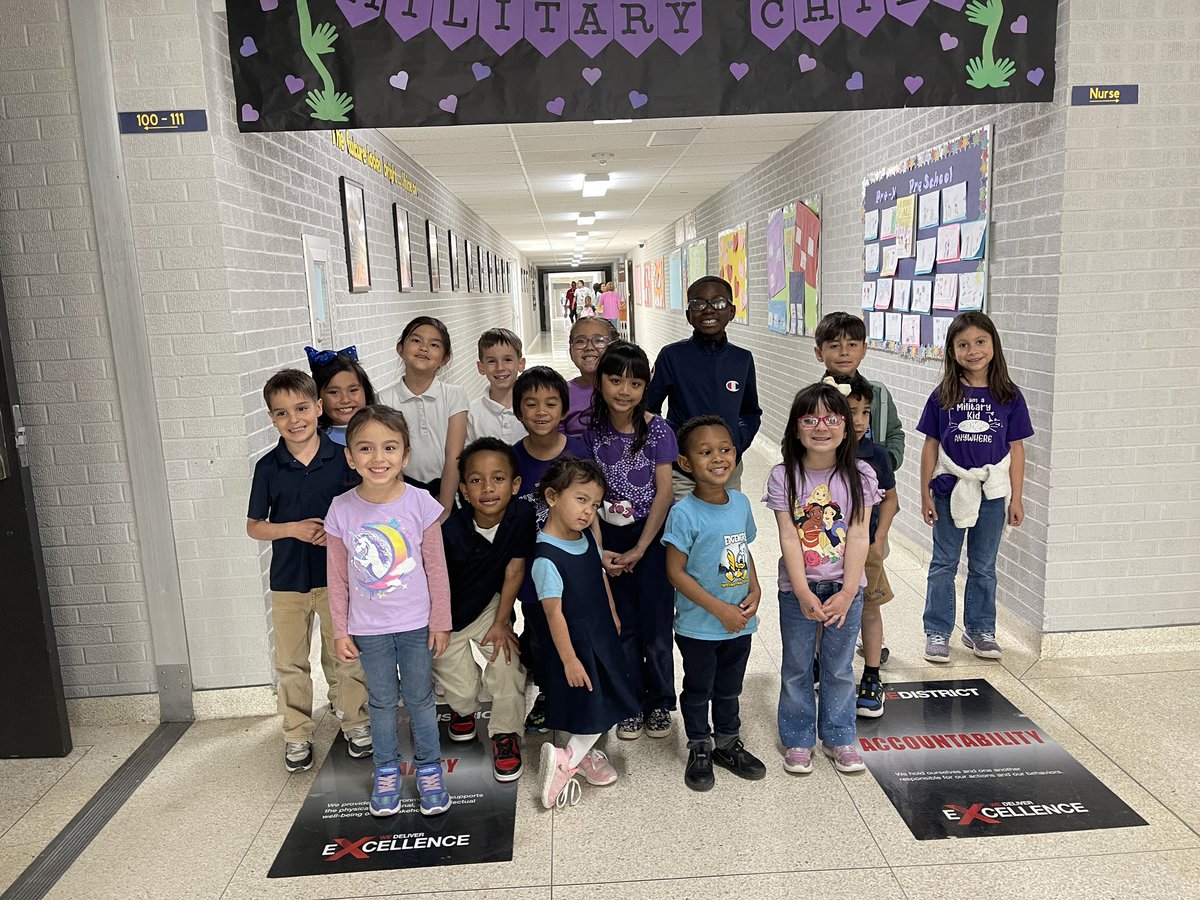 Purple up for military kids! 💜 April is Month of the Military Child. Edgemere recognizes the resiliency of our military students who face challenges of relocating schools frequently as their parents serve our nation. 🇺🇸 @EdgemereSchool @monica152712 @Gmaria1G @YsletaISD