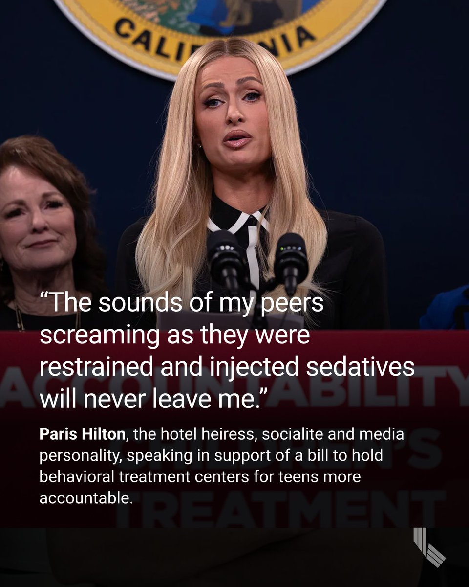 CalMatters's tweet photo. The physical and emotional abuse @ParisHilton says she experienced at youth treatment centers in California, Utah and Montana has led her on a personal crusade against institutional abuse in the “troubled teen industry.” https://t.co/m4cEVy7KPN

📝 @lynnlaaa 
📸 @mgutierrezjr https://t.co/eq2l5vALM7