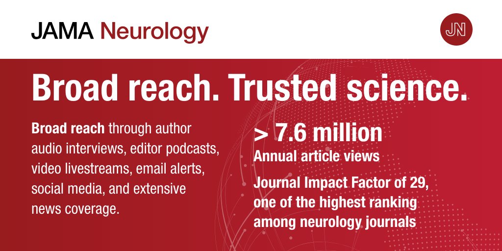 Preparing to publish research presented at #AANAM? We invite you to submit to @JAMANeuro. JAMA Neurology has over 240,000 readers each week (email alerts & social media) and more than 7.6 million annual article views and downloads. See our For Authors page ja.ma/3Ub7bro