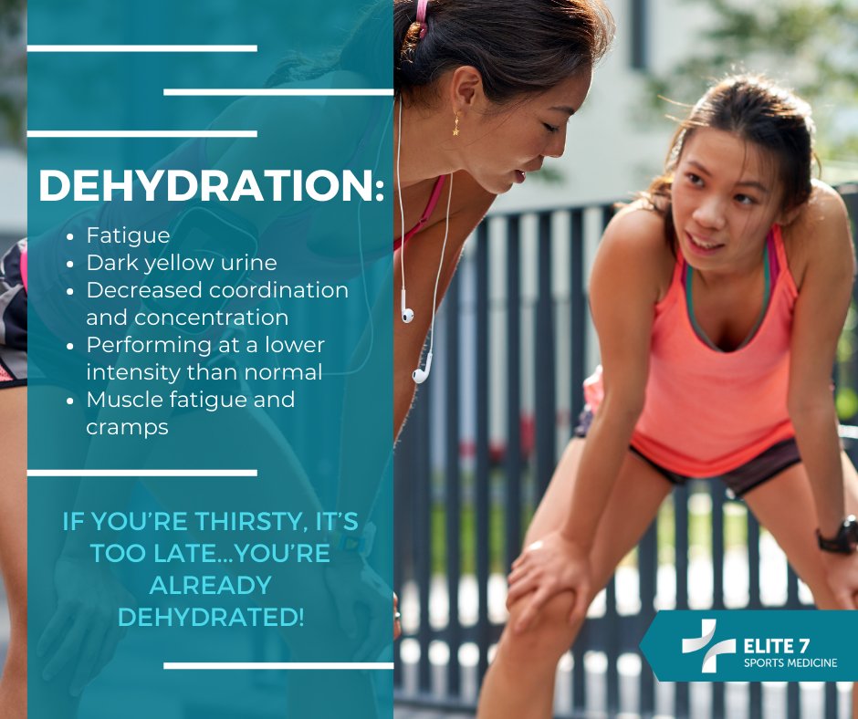 Hydration is key for athletes' success! Dehydration can sideline you and compromise your performance. Be aware of the signs and symptoms of dehydration and have a hydration plan.

#e7advantage #elite7 #e7sportsmedicine #e7sm #eventmedicine #Hydration