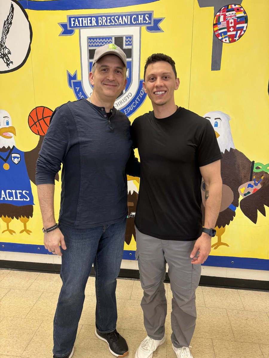 IncWonderwall's tweet photo. So thrilled to see my friend @Sam_Demma again. From our fearless voices stage to see him thrive in his own voice!! @FrBressaniCHS @YCDSB #emptyyourbackpack https://t.co/AOBmrzqaJz