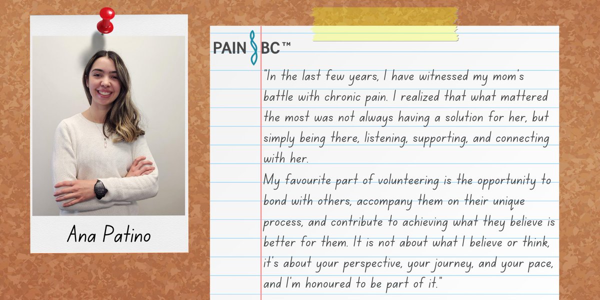 It’s volunteer appreciation week! Our incredible volunteers, like Ana Patino, a Coaching for Health volunteer, make Pain BC's programs possible. Thank you for all you do, Ana! #VolunteerAppreciationWeek #VolunteerRecognition #HealthVolunteers #CommunitySupport