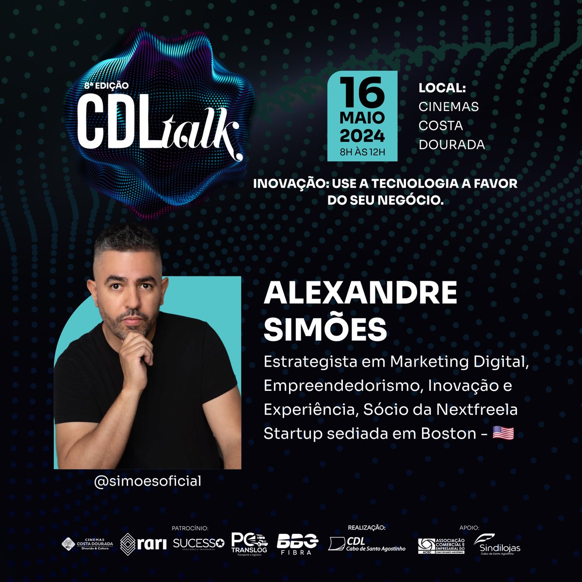 cdlcabo's tweet photo. Potencializando o time, teremos Alexandre Simões que trará estratégias de marketing digital, inovação e experiência para o varejo. https://t.co/qBQfx9EBug