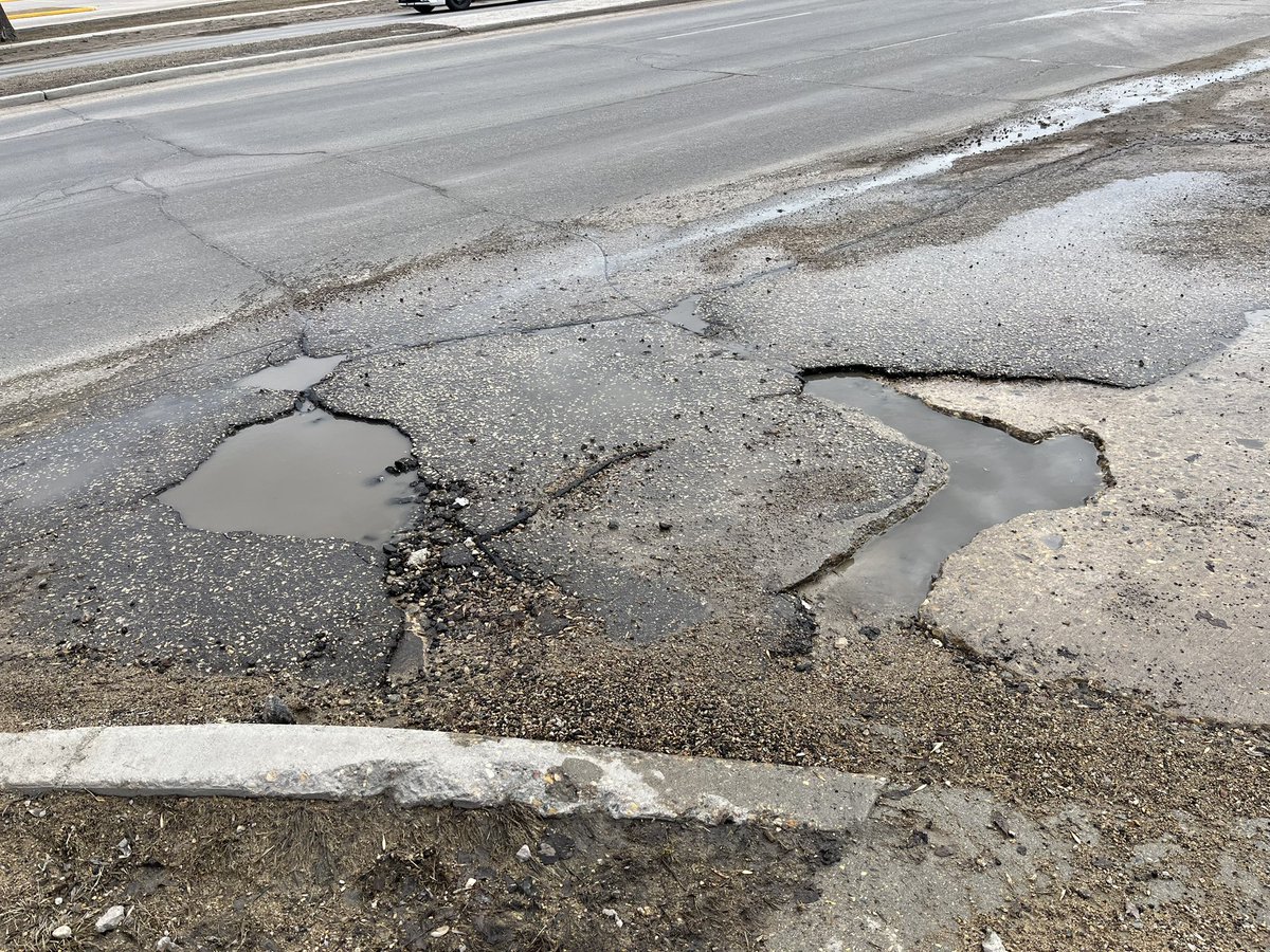 wpgpotholes's tweet photo. This turn can’t even be patched up anymore. It needs to be completely redone. Located on Stapon Road by Reenders Drive. @cityofwinnipeg #winnipeg #potholes https://t.co/Notxj7C3PQ