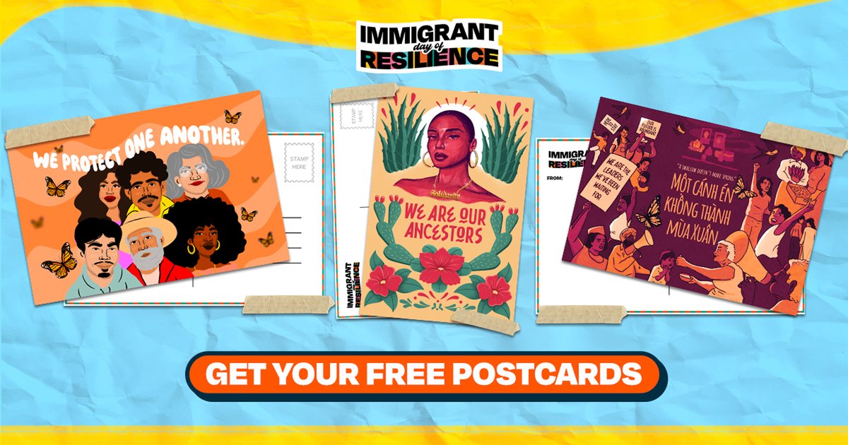 🗓️ April 15 is Immigrant Day of Resilience!🧡 On this special day, we’re honoring the perseverance and collective care in immigrant communities. 💌 Visit @UnitedWeDream’s website to learn more about this holiday + get your own free set of postcards unitedwedream.org/immigrant-day-…