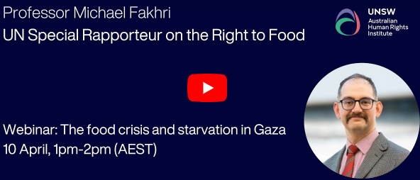 WATCH | Video is now available on our website of last week's event featuring UN Special Rapporteur on the Right to Food, Professor @MichaelFakhri, in conversation with Institute Associate @NoamPeleg about the food crisis in Gaza. Catch up here: bit.ly/UNSpecialRappo…