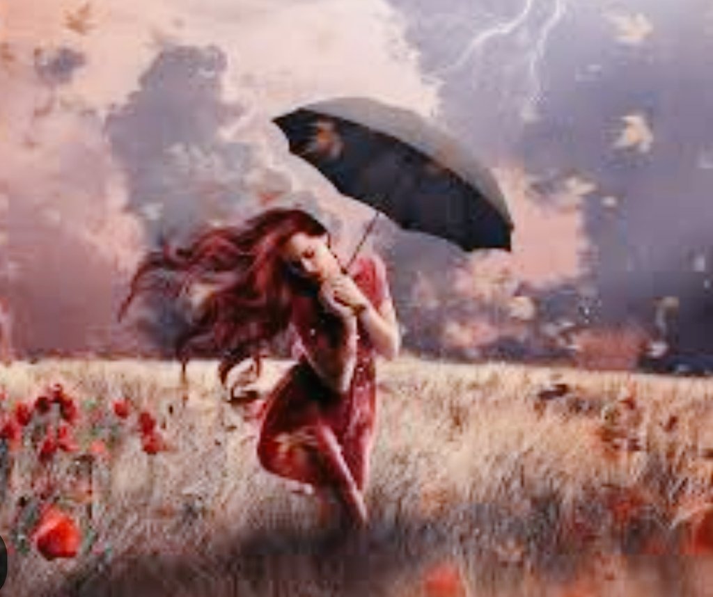 Puede ser que la tormenta le haya arrebatado sueños, puede ser que no le quede mucho por recuperar pero cuando el viento cese y su paraguas se cierre seguirán las amapolas sonriendo con su canto y otra vez, las ilusiones, florecerán a su paso. ☪ #CuentiNoche