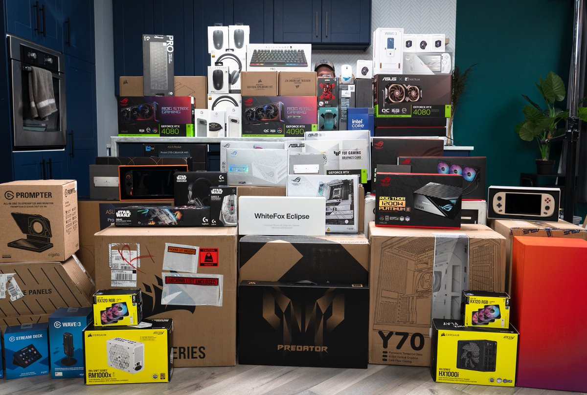 We got a few things together for our Charity Auction Livestream benefitting the BC Children's Hospital happening on Wednesday, April 17th (alex for scale) We're going to building FIVE top-shelf PCs for you to bid on along with dozens of products sent in by our amazing partners!
