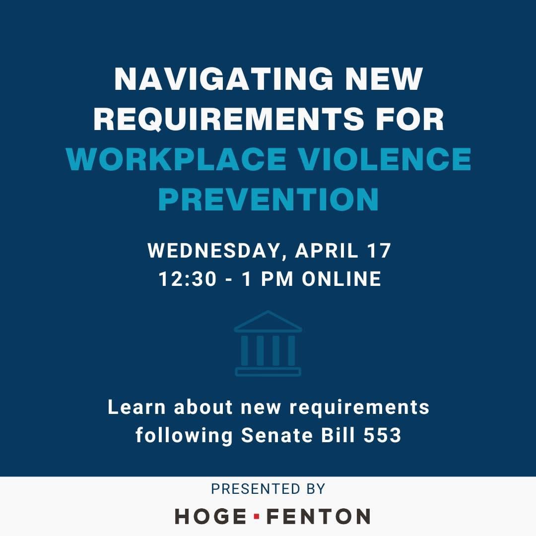 San Jose Chamber of Commerce (@sjchamber) on Twitter photo Stay ahead of compliance. Join our webinar this Wednesday, April 17 with Eleno Núñez Gonzalez from <a href="/HogeFenton/">Hoge Fenton</a> to learn about Senate Bill 553 and ensure your business is up-to-date.
Register here: tinyurl.com/fweekszr Stay ahead of compliance. Join our webinar this Wednesday, April 17 with Eleno Núñez Gonzalez from <a href="/HogeFenton/">Hoge Fenton</a> to learn about Senate Bill 553 and ensure your business is up-to-date.
Register here: tinyurl.com/fweekszr