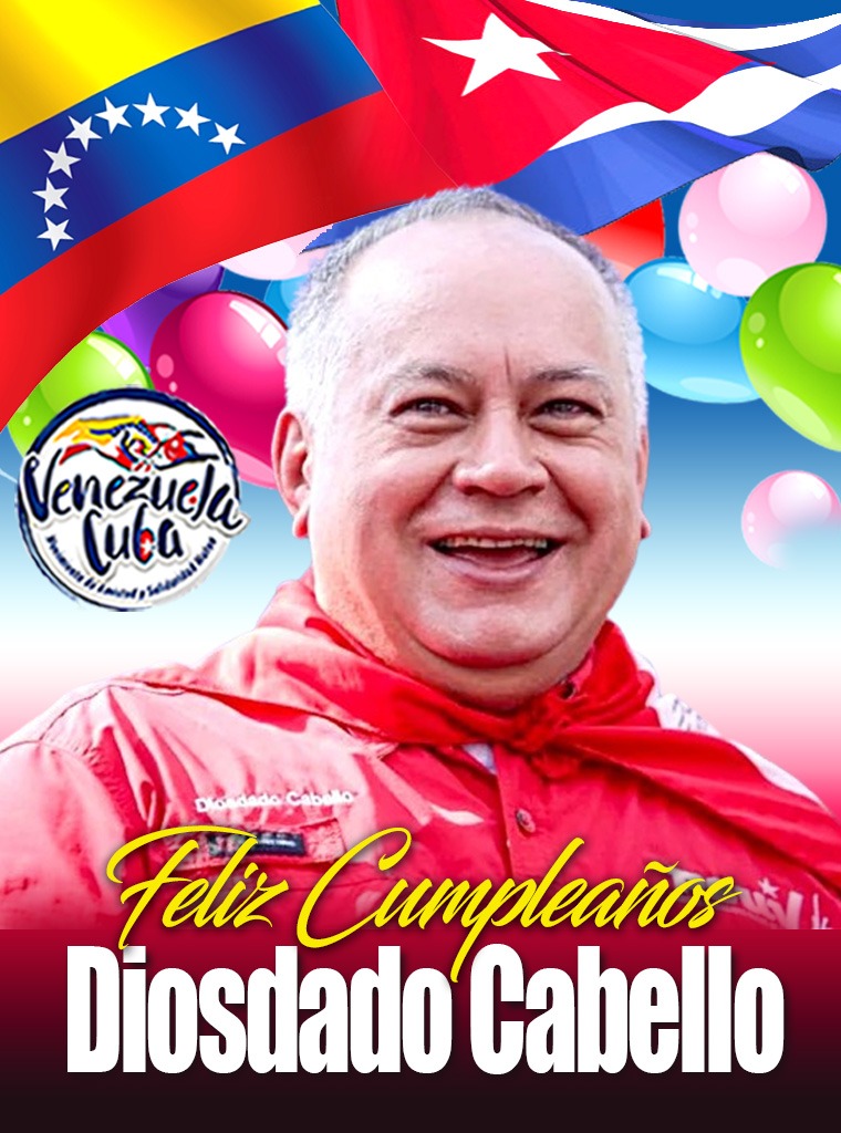 #VamosPaLanteMaduro Desde el Movimiento Nacional de Amistad y Solidaridad mutua Venezuela Cuba enviamos los mejores augurios en este nuevo cumpleaños al Capitán de la Revolución @dcabellor digno hijo del Comandante Eterno Hugo Chávez y del pueblo venezolano. @ConElMazoDando