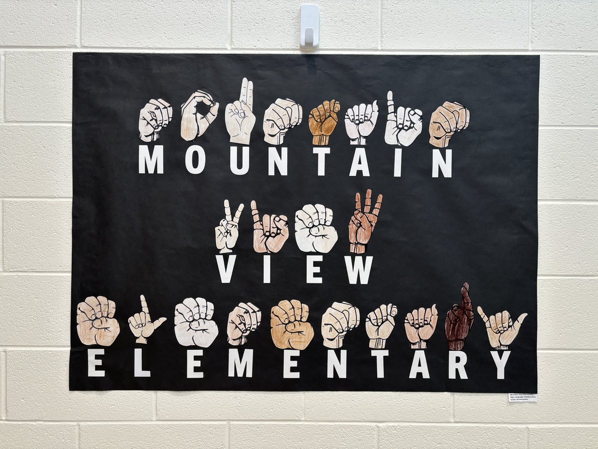 Today I displayed a sign language collaborative art piece that was created by one of our kindergarten classes! Students have already been seen learning how to finger spell our school’s name - Mountain View Elementary

<a href="/BurkeCoSchools/">BCPS</a> @MVESbobcats
#ignitelearningbcps #allinBCPS