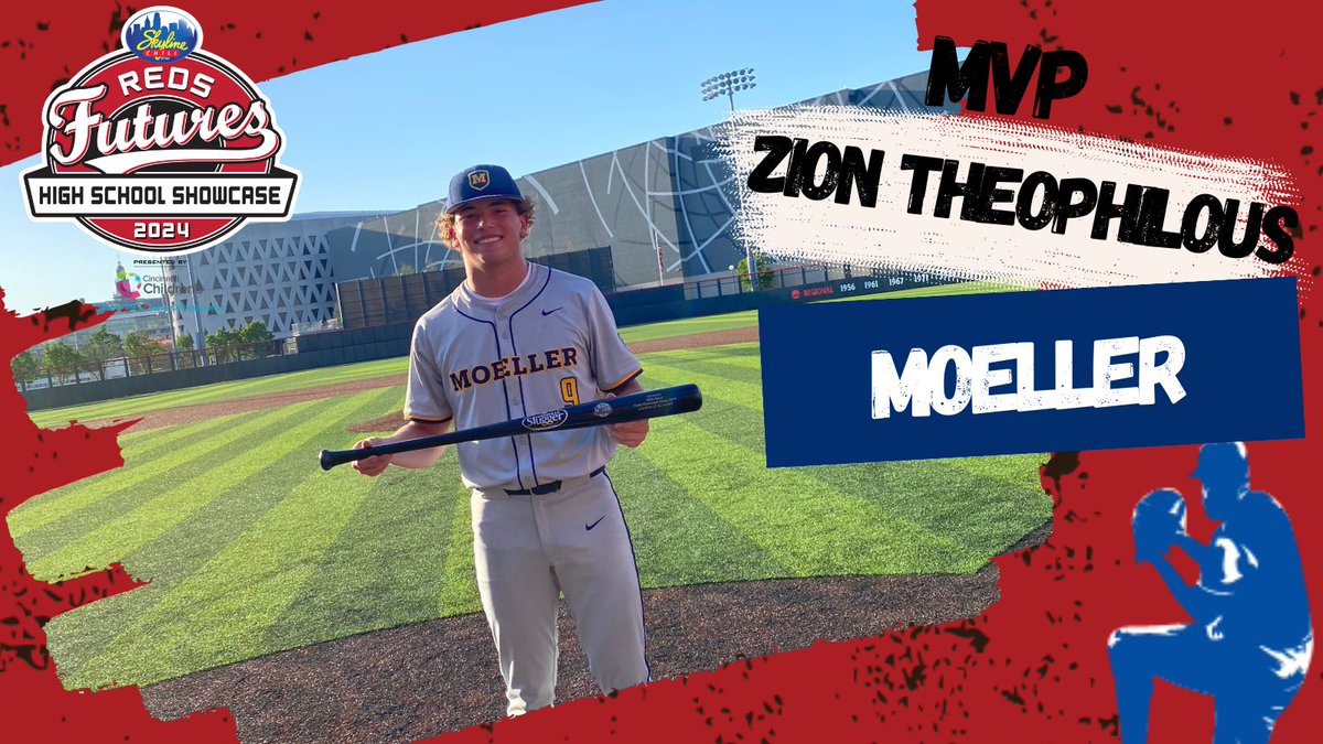 Congratulations to Zion Theophilous, @LetsGoBigMoe, named #MVP of today’s @Skyline_Chili @Reds Futures High School Showcase matchup against @Elder_Baseball. @RedsCommunity @SportsMed4Kids