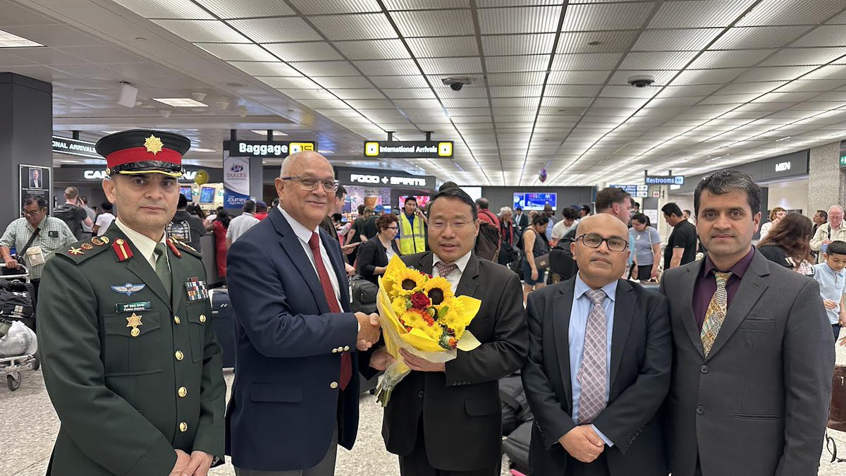 Hon. Barshaman Pun, Minister for Finance of the Government of Nepal was welcomed by Ambassador Sridhar Khatri today at the Washington Dulles International Airport. Minister Pun is in Washington D.C. to attend IMF World Bank Spring Meetings.