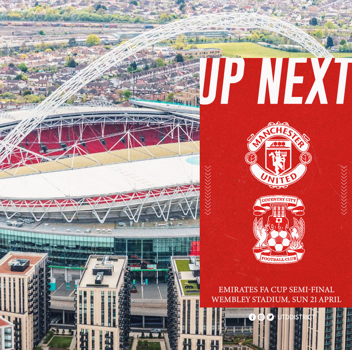 UtdDistrict's tweet photo. A trip to Wembley is up next for United...🏟️ #EmiratesFACup https://t.co/EdZQ6DlLSN