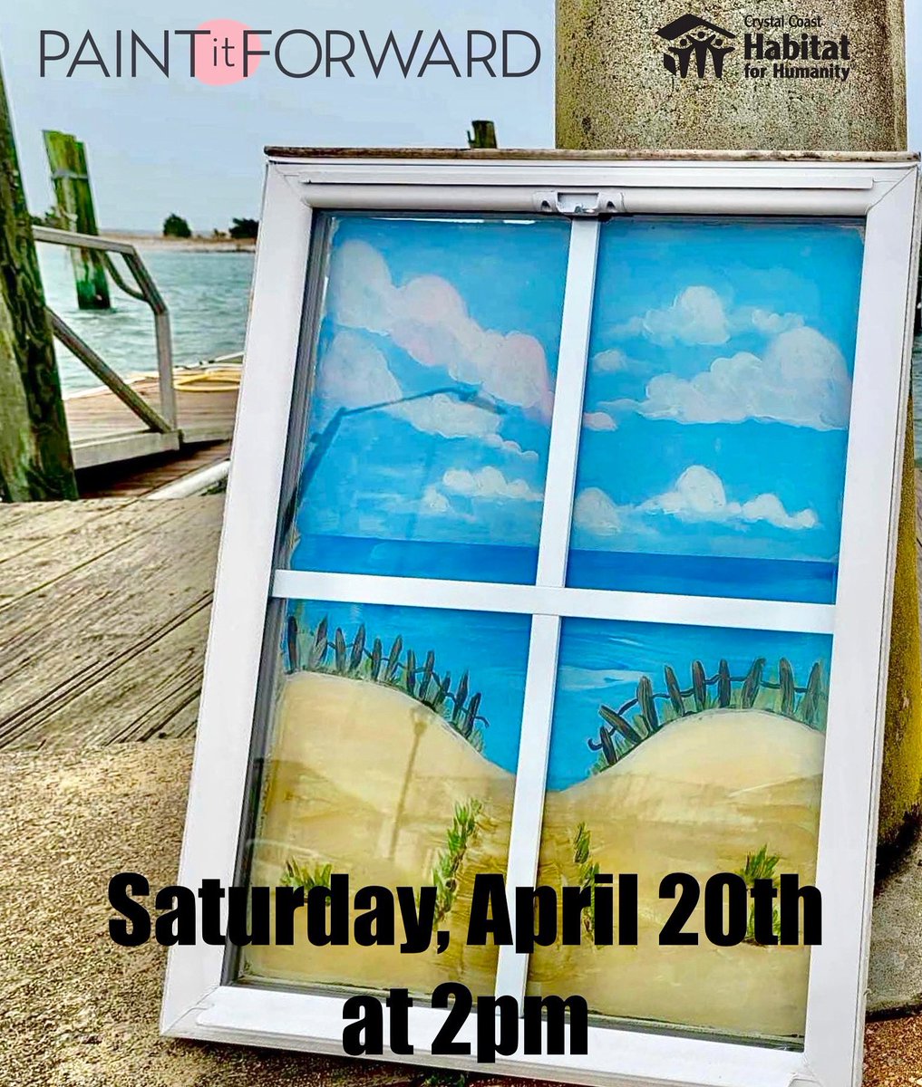 We are excited to be connecting with our friends from @wineanddesignMC and Crystal Coast Habitat for Humanity for a special fundraising event this Saturday, with a step-by-step painting event of window panes! Buy your tickets here: wineanddesign.com/calendar/moreh…