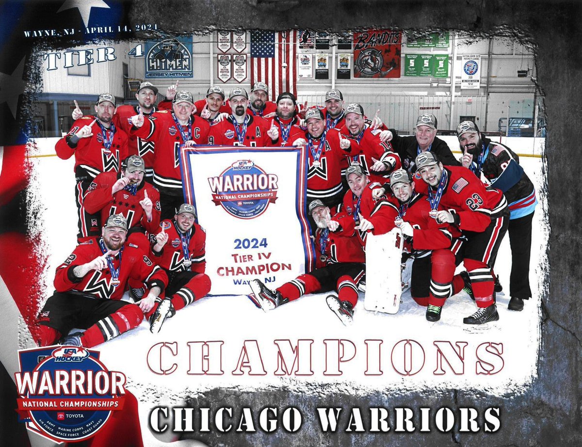 chiwarriors15's tweet photo. Hey Chicago, you have another Championship team.
@NHLBlackhawks @Cubs @whitesox @ChicagoBears @chicagobulls @ChicagoFire @chicagotribune @WGNNews @nbcchicago @NBCSChicago @ABC7Chicago @cbschicago #DisabledVets #WarriorHockey #WarriorHockeyNationalChampionship https://t.co/KBUqOnow2Z