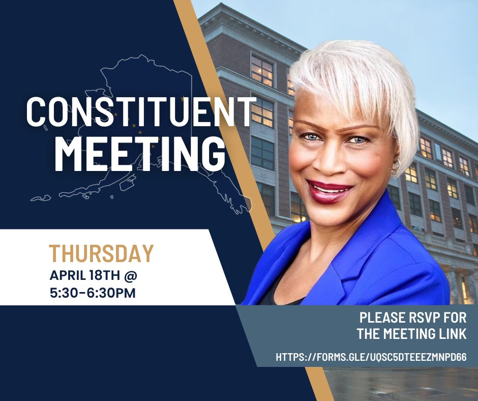 🚨Remember! I have a virtual constituent meeting this week. I'd love to see you there!  If you're not a constituent, come join us anyway! #akleg
