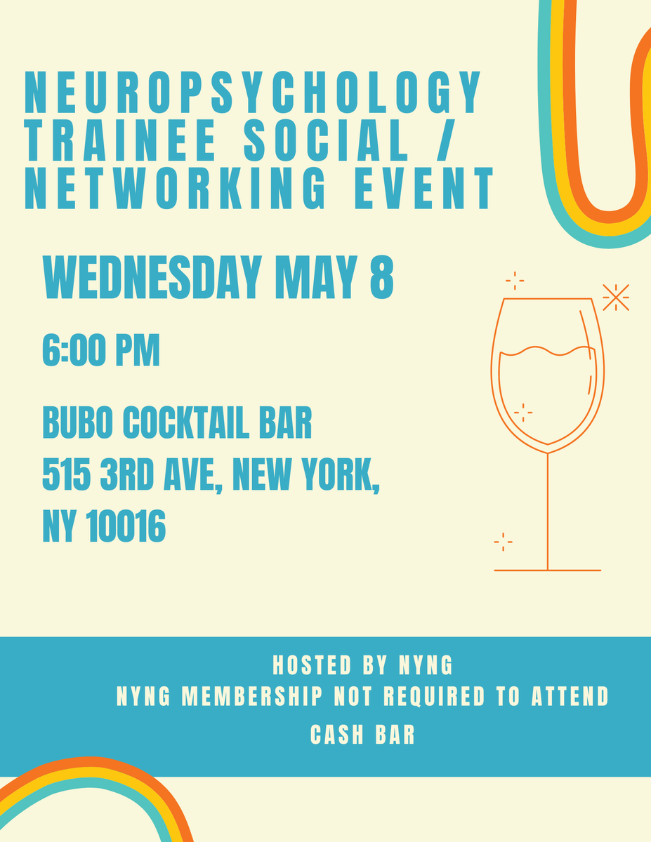 NYNG is excited to host a trainee social/networking event on Wednesday May 8th! We hope you will join us! 

No registration required.
NYNG membership not required to attend.