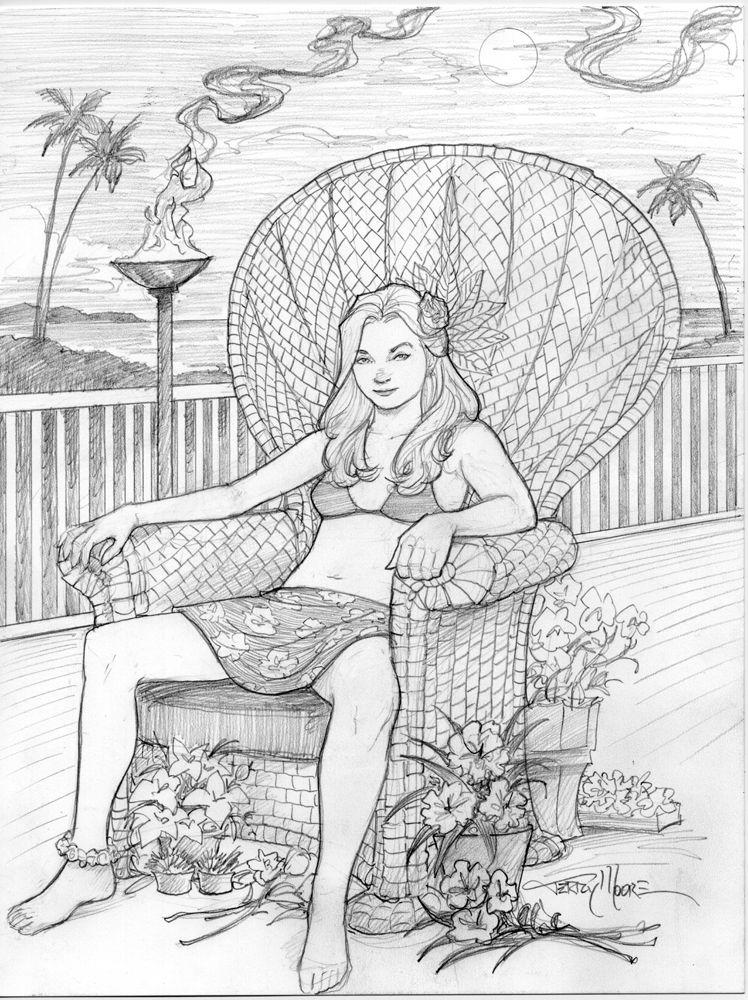 After dinner you can join Katchoo on the veranda. . new sketch for my art sale 4/26 at my website