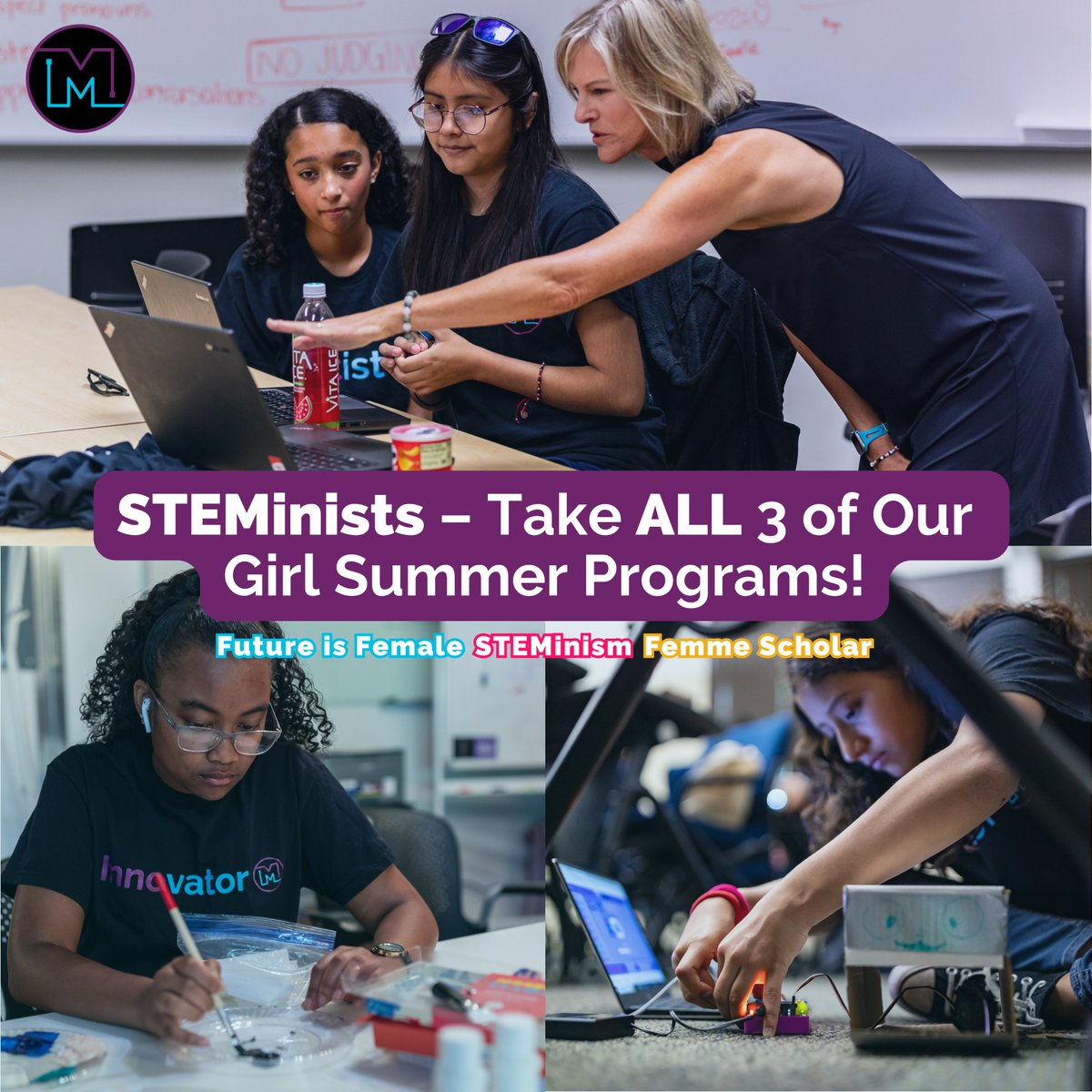 Future STEMinists, engineers, and tech pros, gear up for a triple treat! ⚙️ Sign up for our three all-girls STEM programs this summer to turn any and all of your curiosities into discoveries. 🌞👩🏾‍🔬Learn more here, maydm.org/2024-girl-and-… and sign up here, maydm.org/current-catalo…