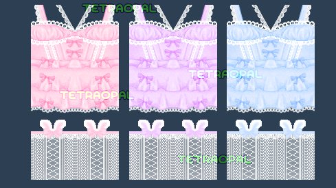 some cute dresses i made 

links:
roblox.com/catalog/171629…
roblox.com/catalog/171630…
roblox.com/catalog/171630…

#robloxart #ROBLOX #robloxdesign #robloxdesigner #RobloxDev  #robloxcommunity #robloxdevelopers #robloxclothing