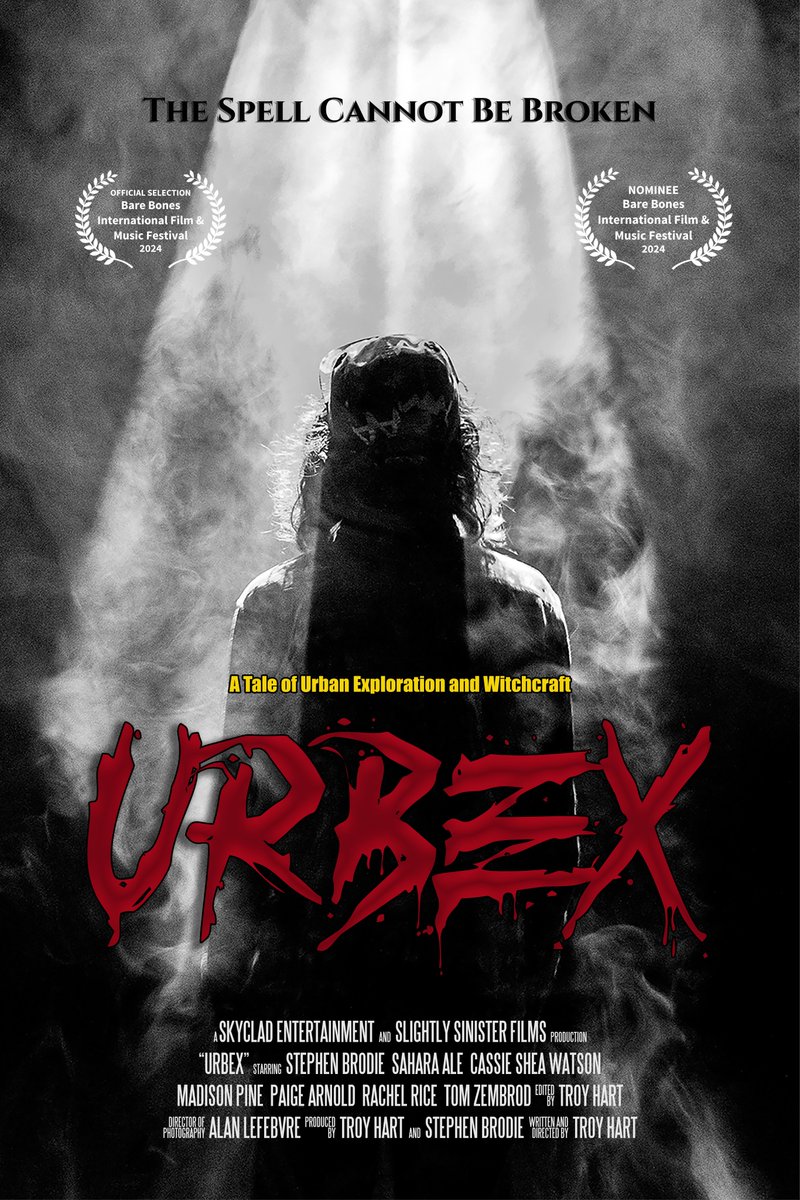 Our film URBEX will be screening at the upcoming Bare Bones International Film Festival in Muskogee, OK on Saturday, May 4th at 9:00 PM!

URBEX is nominated for four awards: Best Horror, Best Actor, Best Actress, and Best Producer

#urbex #horror #film #movies #horrormovies