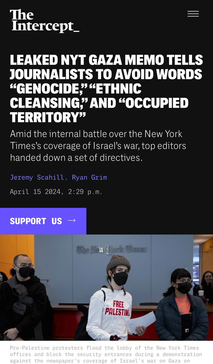 LEAKED NYT GAZA MEMO TELLS JOURNALISTS TO AVOID WORDS “GENOCIDE,” “ETHNIC CLEANSING,” AND “OCCUPIED TERRITORY”