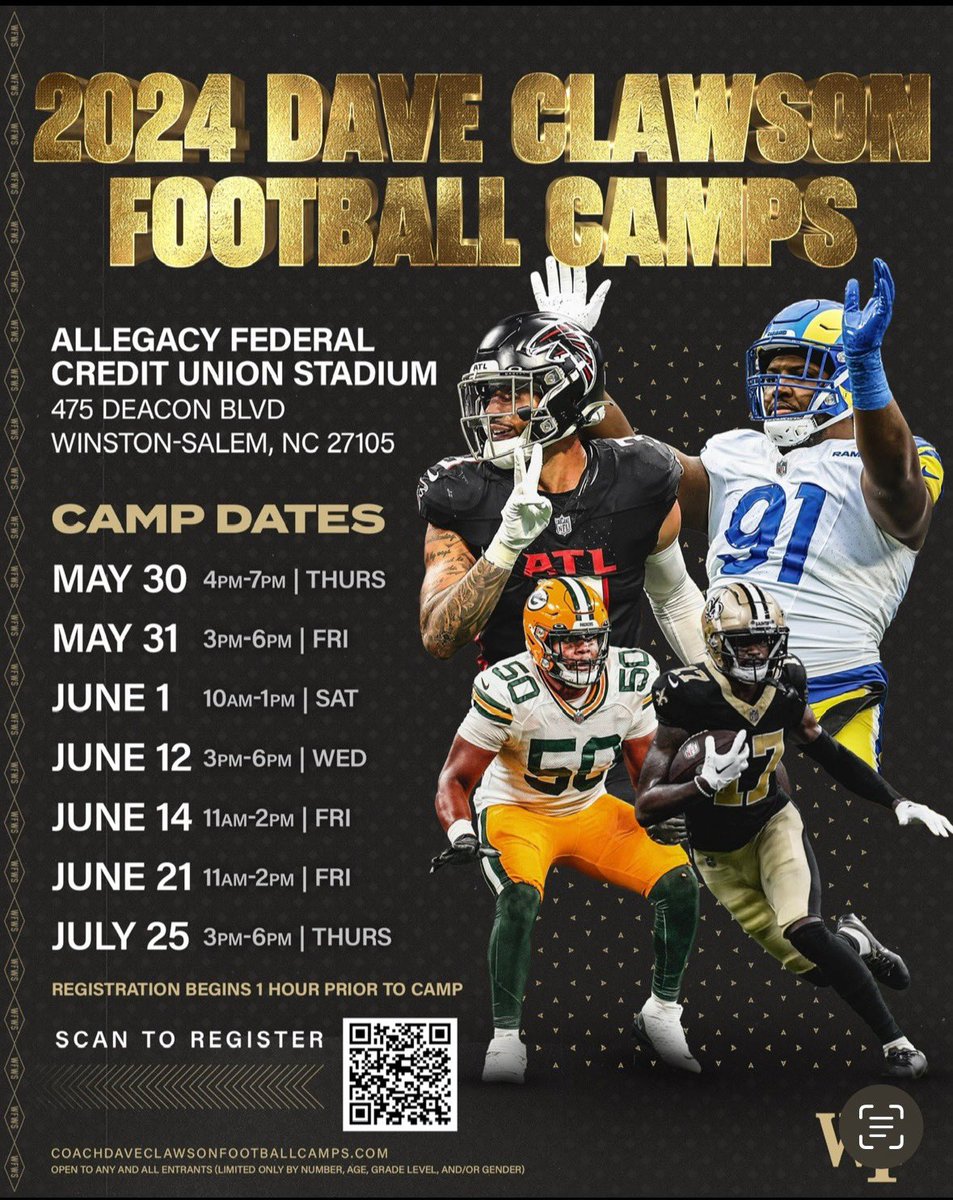 Thanks @RussKieselhorst and @WakeFB for the Camp invite! Looking forward to learning more about your program. @CoachClawson @CoachR_Wake @WayneLineburg @CoachKHiggins @CoachAC3 @CoachParrilli @bason_k @CoachCoryMartin @EDGYTIM @AllenTrieu @GregSmithRivals @RivalsPapiClint