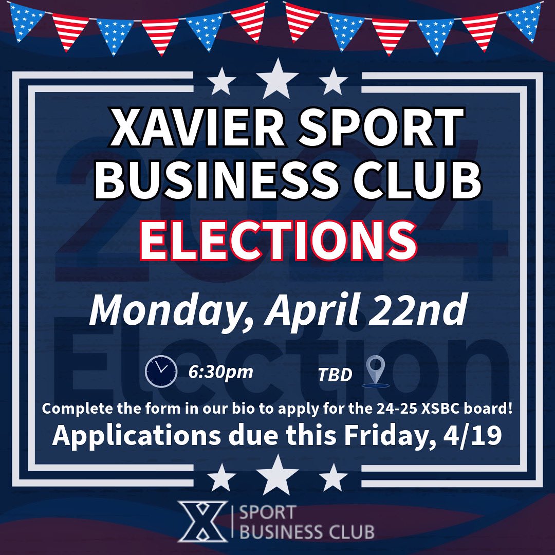 Xavier_SBC's tweet photo. It is finally time for 24-25 XSBC Board Elections! Apply via the link in our bio. GOOD LUCK ⭐️🗳️⚔️ https://t.co/JJFZHzPWu5