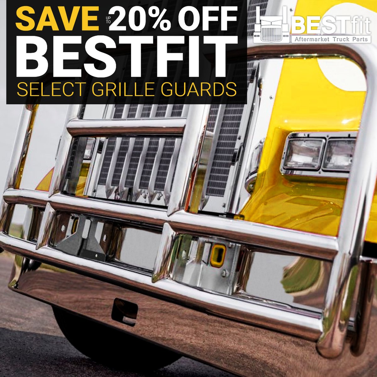 So many incredible Steals & Deals this month, and they're not done yet❕ Get 20% OFF on select BESTfit Grille Guards: 4statetrucks.com/sales_promo_1/ Ends 4/30 11:59 p.m. cst.  #4StateTrucks #ChromeShopMafia #chrome #customtrucks #trucking #bigrig #truckers #diesel #grilleguard