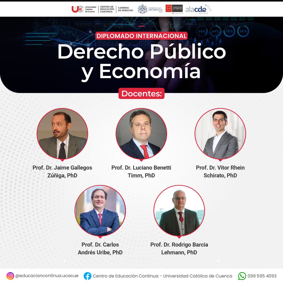 faroja's tweet photo. ¡Potencia tu carrera con el Diplomado Internacional en Derecho Público y Economía! 🚀 Un programa conjunto de la Universidad Católica de Cuenca, la Universidad Javeriana de Colombia, la Universidad Autónoma de Chile y ALACDE. 
https://t.co/J5UWks7czY https://t.co/6hCfye5Buw