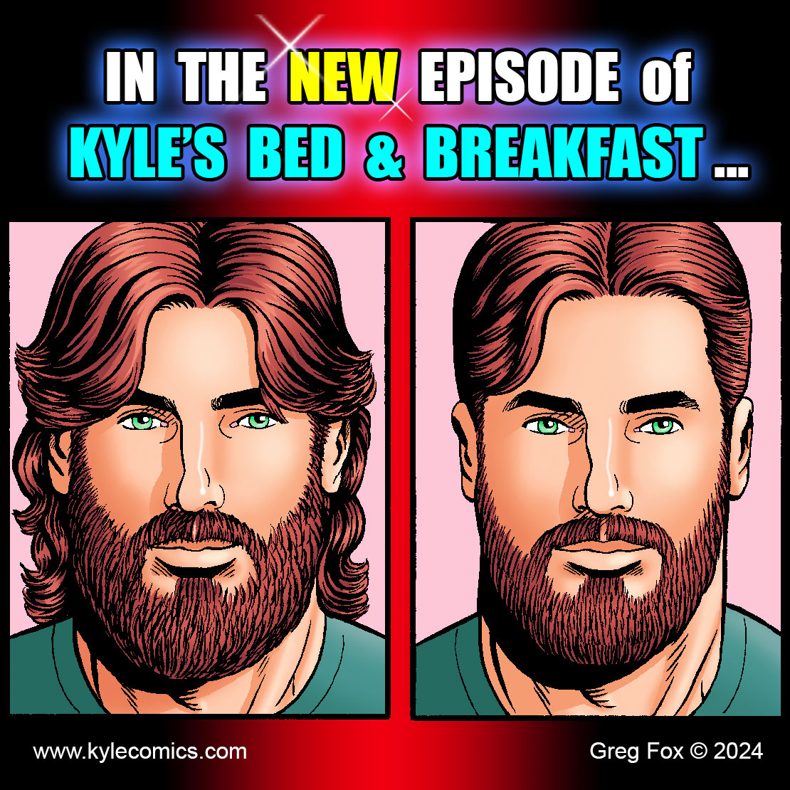 Levi gets his makeover! Will it backfire?✂️Find out in today's new episode of Kyle's B&B! kylecomics.com✂️#GregFox #kylesbnb #webcomic #gaycomics #lgbtqcomics #bara #lgbtqart #webcomics #indiecomics #gaycomicstrip #gaycomicstrips #yaoi #webtoons #makeover #malemakeover