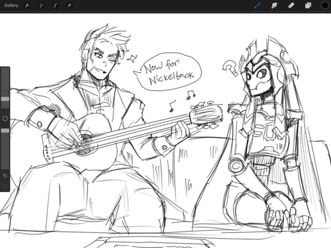 Rogue trader serenading his metal skelly gf with an ancient song 