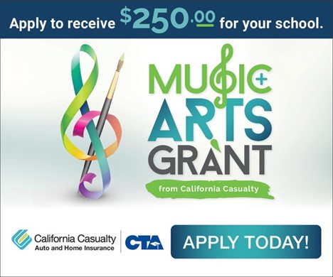 California Casualty's Music and Arts Grant program is back and will award individual members with a $250 grant for their classroom or program. Applications are accepted through July 2. 

Apply here: just4members.com/musicarts