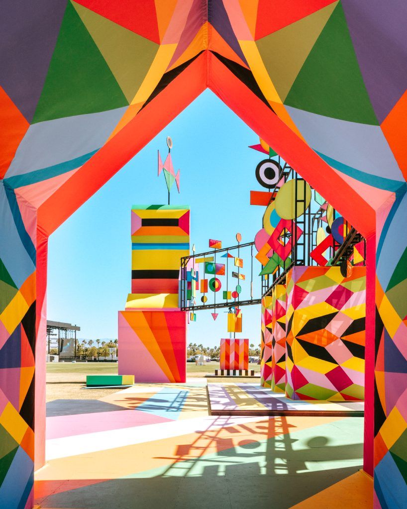 morag myerscough's kinetic installation enlivens coachella desert with a kaleidoscopic plaza buff.ly/3VYOoAP
