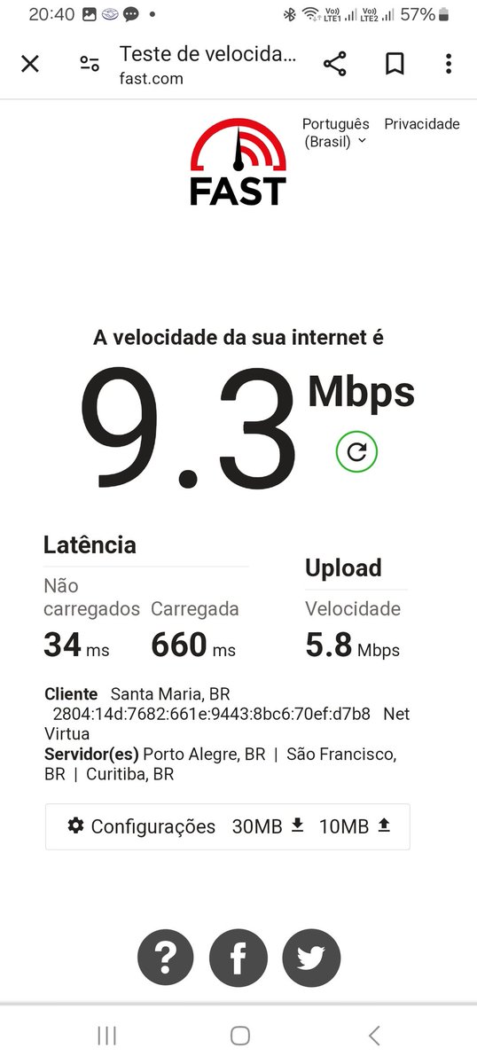 VenancioAudio's tweet photo. Velocidade da Internet @ClaroBrasil menos de 1% da contratada. https://t.co/t9H0AKeFNd