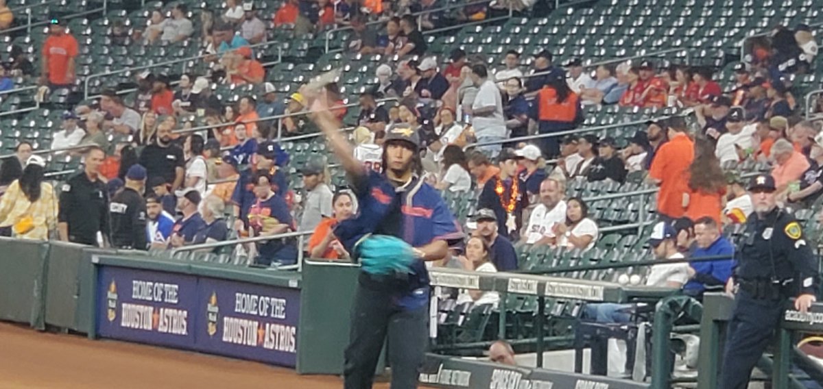 .#Texans QB C.J. Stroud here at MMP to throw out the first pitch for the #Astros . He's staying to watch part of the game. #JackieRobinsonDay