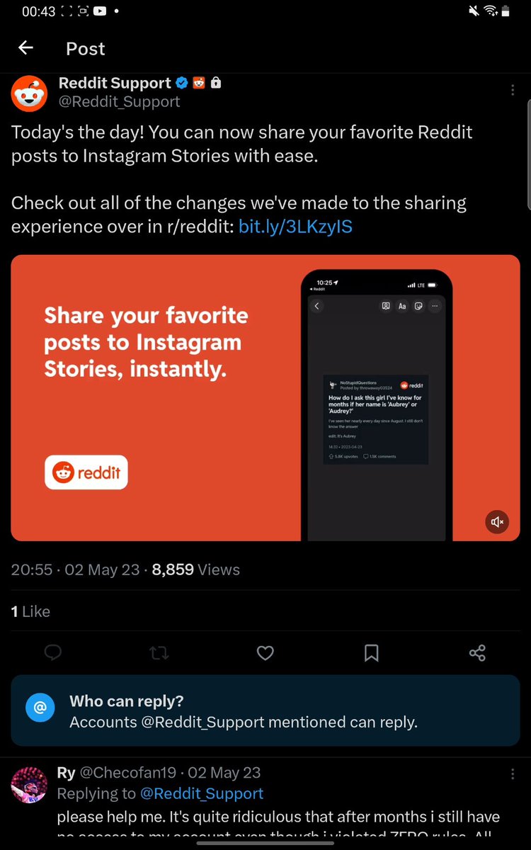 AdamsShadowfexx's tweet photo. Wow @Reddit_Support made it so no ome can reply to their posts anymore..... an actual major fail right there! They also don't reply to any dm's https://t.co/1bKw48rfdH