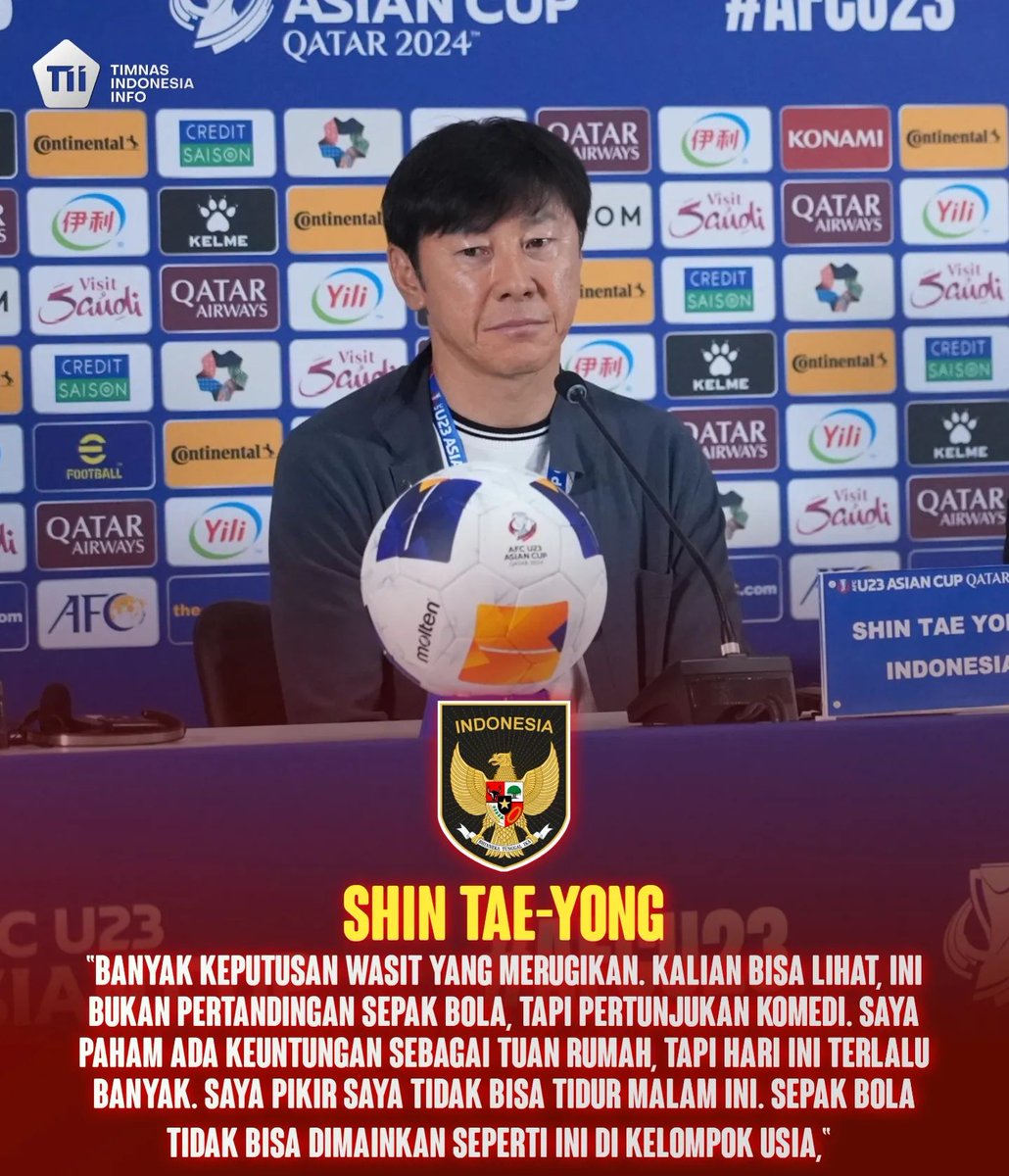 FansBolaja's tweet photo. Pernyataan yg menyakitkan dari coach Shin Tae Yong setelah kalah dari qatar

#TimnasIndonesia #AFCU23AsianCup https://t.co/s8LG6XwkrU