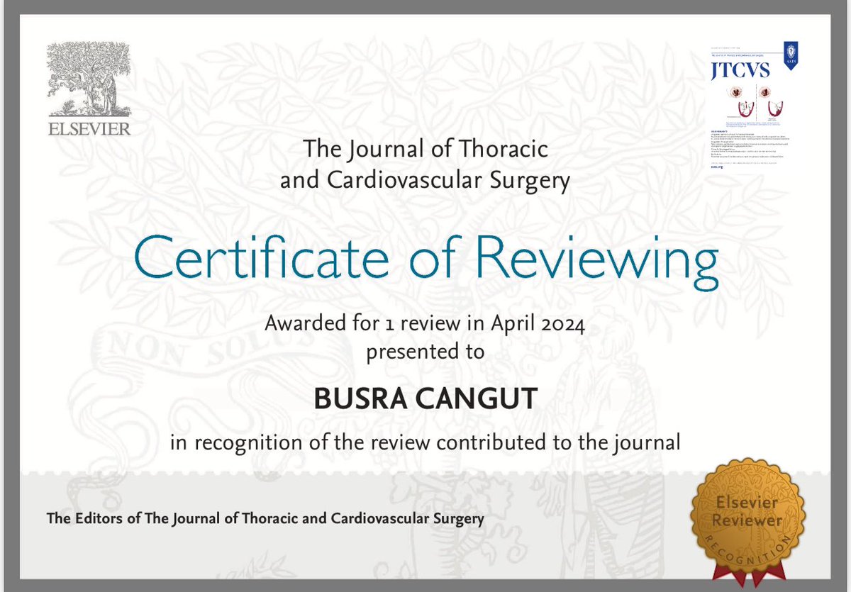 First review for JTCVS is in the books! ✅ Excited for more opportunities like this @AATSJournals @AATSHQ