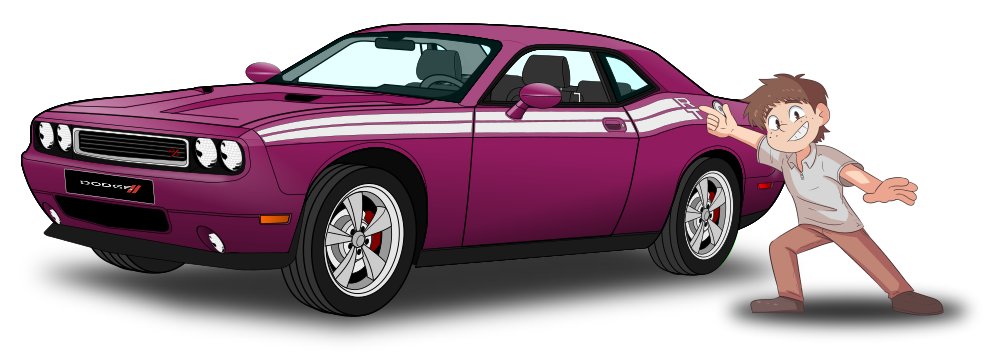 Dodge Challenger R/T 2010 en color Furious Fuchsia, uno de los llamados colores de alto impacto que distinguían a los modelos de altas prestaciones de Dodge, inspirados, a su vez, en los colores que causaron furor en los años '70s. Lo odias o lo amas, pero no puedes ignorarlo.