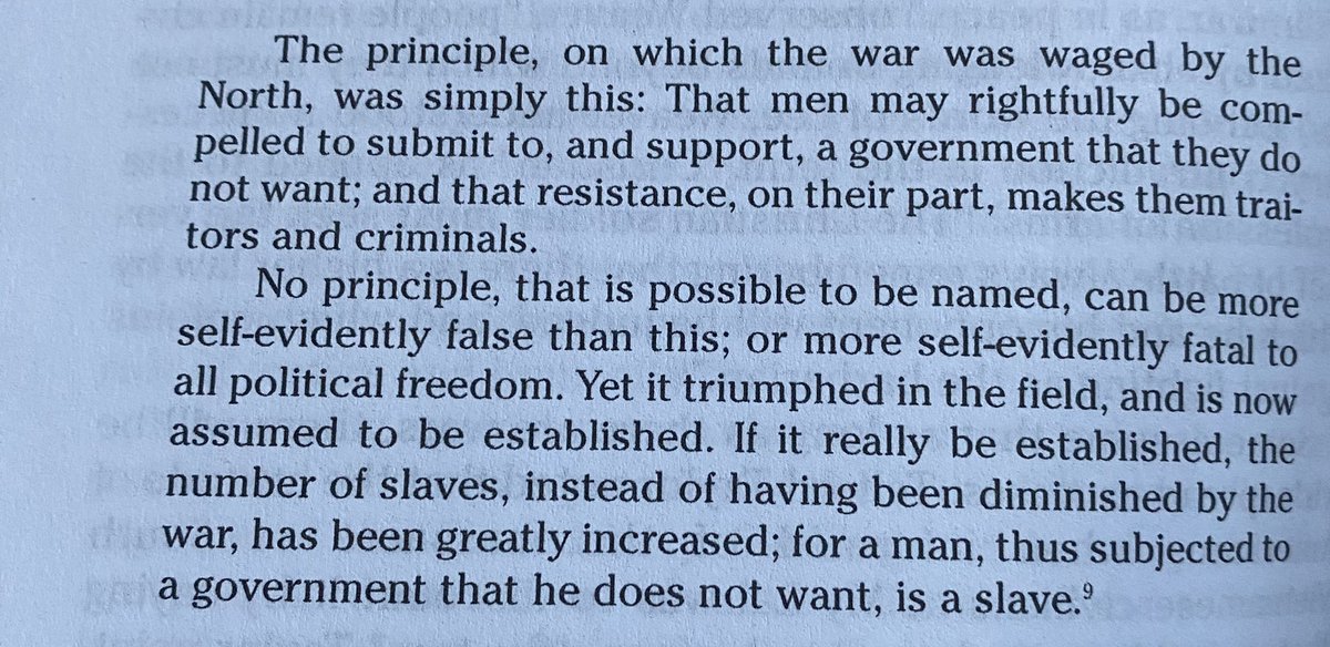 Abolitionist writer Lysander Spooner, reflecting on the outcome of the US Civil War