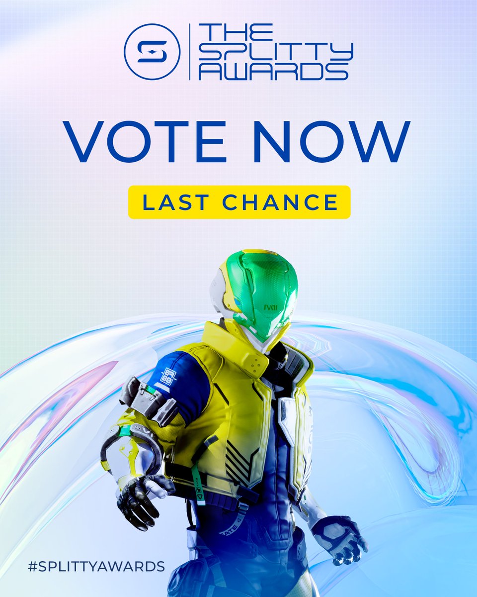 Splitgate's tweet photo. Just 24 hours left to cast your vote in the #SplittyAwards!
Vote now and unlock the Surge Battle Rifle!π https://t.co/PG5rfz8ket