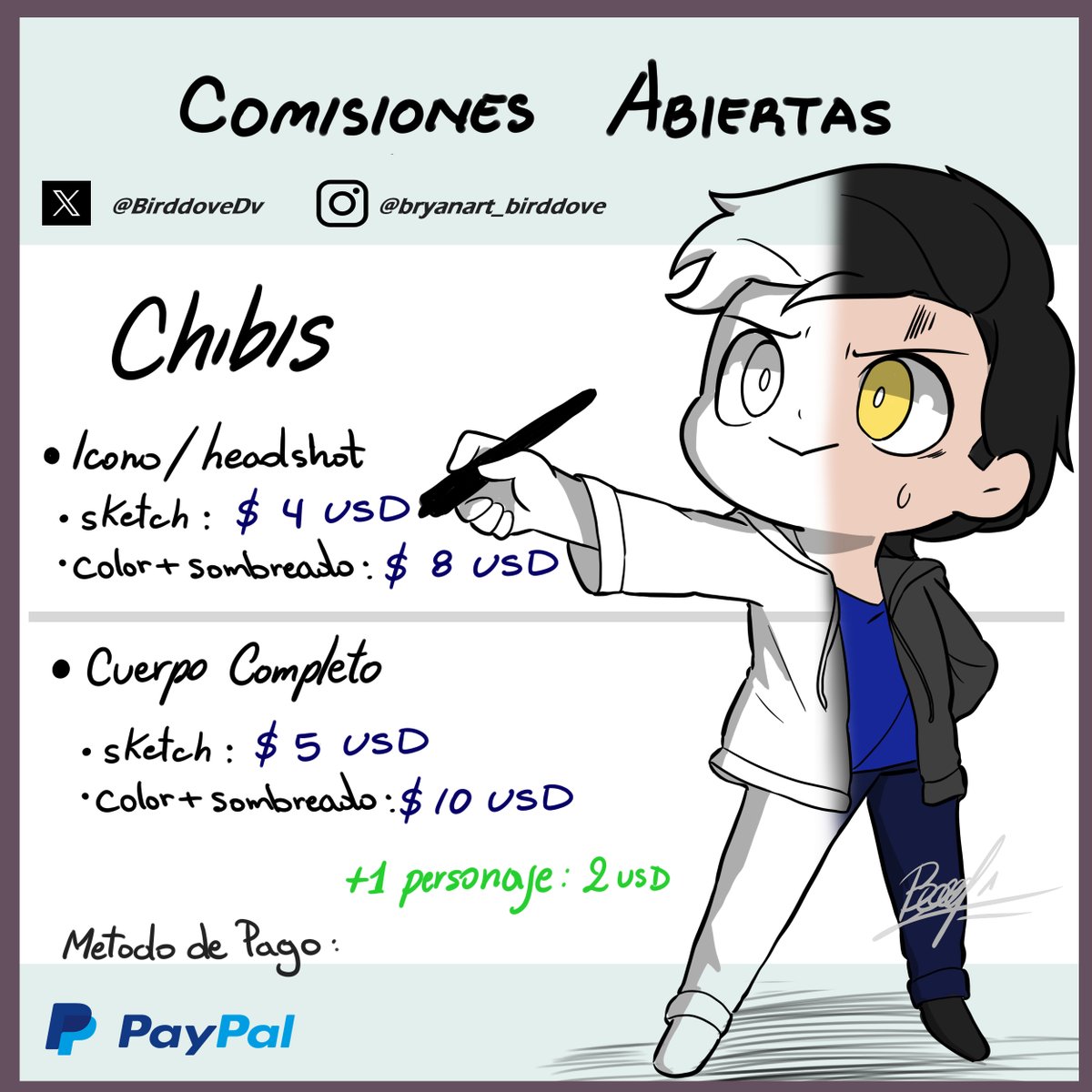 BirddoveDv's tweet photo. SE ABREEEN LAS COMISIONES!!!
he vuelto abrir este tipo de comisiones si les interesa conocen a alguien que le interese no dudes en preguntar! mas detalles en la info del link..
https://t.co/Fr3fUq8Kl6
#comisionesopen #opencommissions #comission #comisionesabiertas #dibujodigital https://t.co/a1HPOUtquc