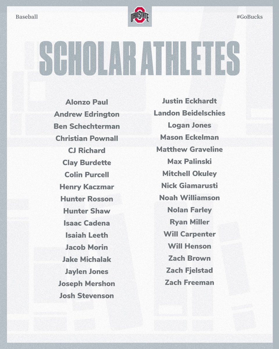 Excelling on the diamond and in the classroom 👏 3️⃣3️⃣ Buckeyes have earned OSU Scholar Athlete honors‼️ #GoBucks