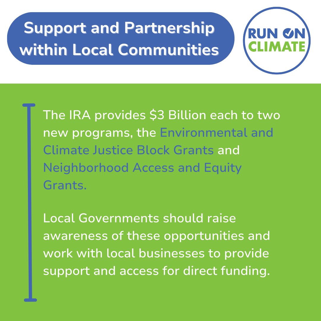 Did you know the Inflation Reduction Act has a large impact on local communities all around the U.S? 

Swipe to learn more about how this recent act will create robust change for local climate action. 

#localclimatepolicy #climatechange #climatepolicy #climatecrisis