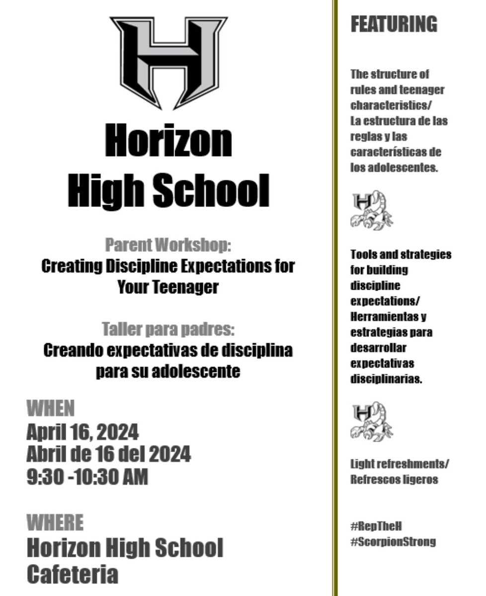 CIS_HHS's tweet photo. Join us! | ¡Acompañenos!

In this workshop, you'll have the chance to ask questions and interact with our presenter. | En este taller tendrá la oportunidad de hacer preguntas e interactuar con nuestra presentadora.

See you tomorrow! | ¡Los vemos mañana! #ScorpionStrong #RepTheH https://t.co/6ulBxwUhOj