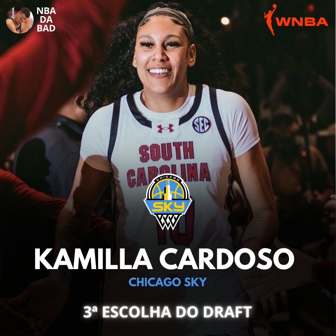 NBAdabad's tweet photo. 🚨 HISTÓRICO!!!!!

KAMILLA CARDOSO É A 3ª ESCOLHA NO DRAFT DA WNBA 

A MELHOR ESCOLHA DE UMA BRASILEIRA NA HISTÓRIA

KAMILLA É A NOVA JOGADORA DO CHICAGO SKY!!!!

🇧🇷🇧🇷🇧🇷🇧🇷🇧🇷🇧🇷🇧🇷🇧🇷 https://t.co/nVSKISGmna