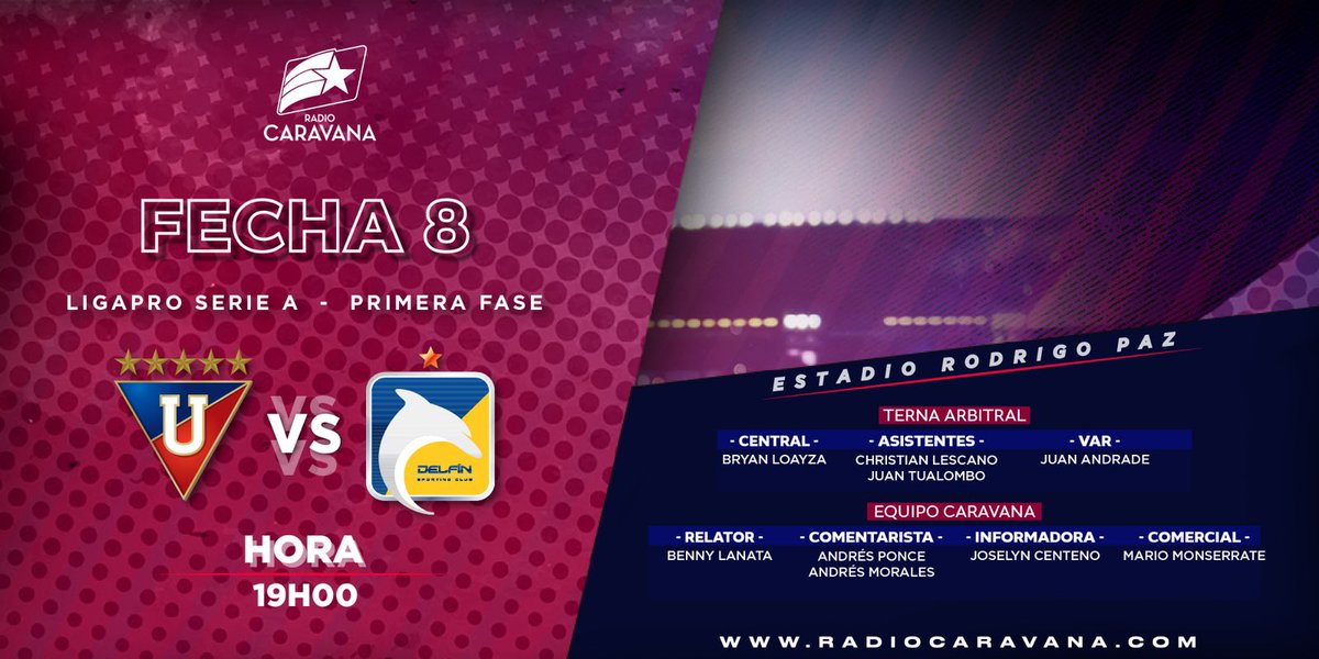 ¡FINALIZA LA FECHA 8! 🔥 🎙️ @BennyLanata 🎙️ @AndresPonce28 🎙️ @AndresMorales_C 🎙️ @Joselyncentenob 🎙️ @MarioMonserrat ⚪️ @LDU_Oficial 🆚 @DelfinSC 🔵 🏆 @LigaProEC 🗓️ Fecha 8 🏟️ Rodrigo Paz 👉🏻 Escúchalo por radiocaravana.com o por nuestra app